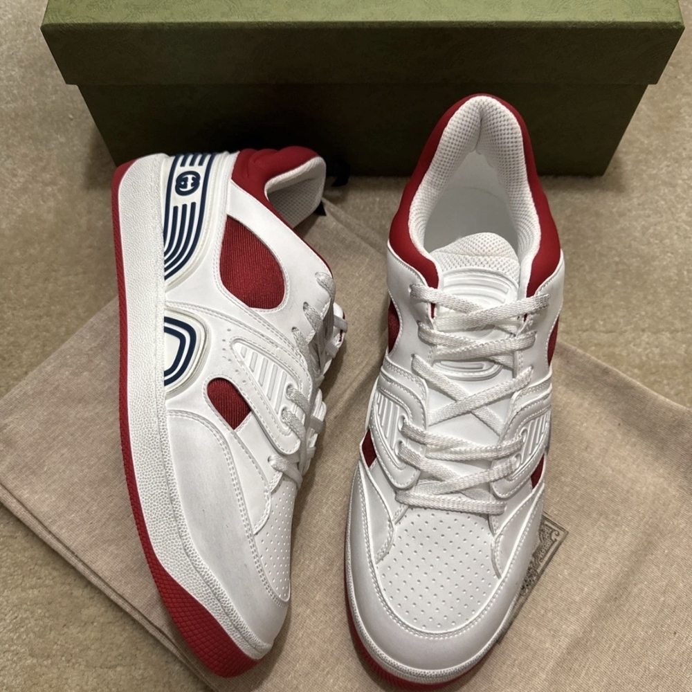 AUTHENTIC GUCCI White and Red Men's Sneakers